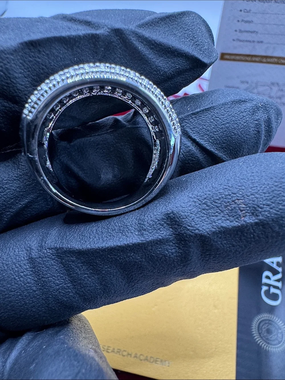 Men's Pave Band Ring in Silver with Moissanite Accent